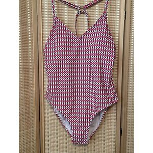 NWT‎ Kona Sol Womens Plus 22 Red Navy Geometric One Piece Swimsuit